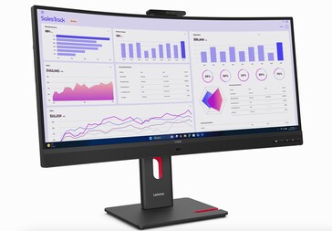Lenovo ThinkVision T34WD monitörün önden görünümü.