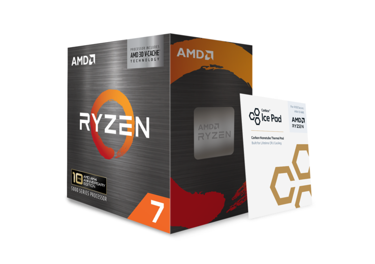 AMD Ryzen 7 5800X3D, CPU ile birlikte gelen bir termal ped ile.