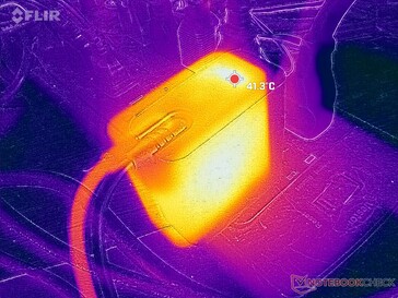 Duvar tipi AC adaptörü zorlu yükleri çalıştırırken 41 C'nin üzerine ulaşır