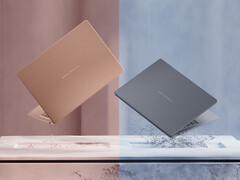 Panther Lake ZenBook 14 OLED, tam şarjla 18 saate kadar web'de gezinme süresi vaat ediyor. Resimde: dizüstü bilgisayarın iki renk seçeneğini gösteren tanıtım fotoğrafı.