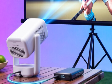 Aurzen Eazze D1R Air projektör, 65W+ PD USB-C güç bankası ile çalıştırılabilir.