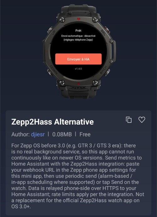 Amazfit akıllı saatler için Zepp2Hass Alternatif Zepp Mini Uygulaması