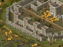 Steam'de satışa sunulan Stronghold: Definitive Edition oyunundaki bir kaleyi gösteren bir görsel.