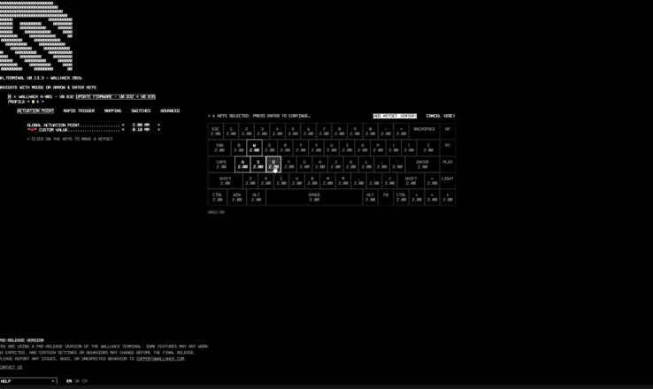 Klavye, bir web uygulaması aracılığıyla yapılandırılabilir.