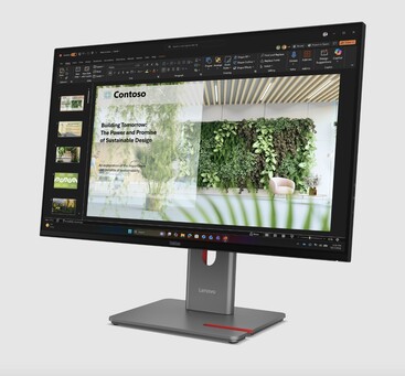 Lenovo P27UL OLED monitörün önden görünümü.