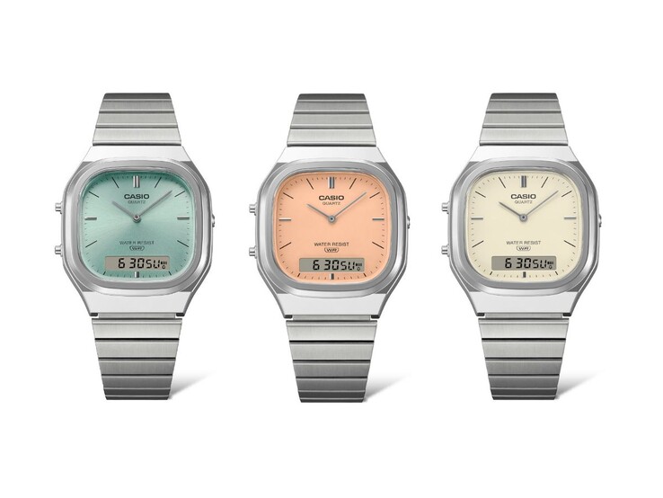 Soldan sağa: Casio Vintage AQ-240E-2A, AQ-240E-4A ve AQ-240E-7A2 saatleri
