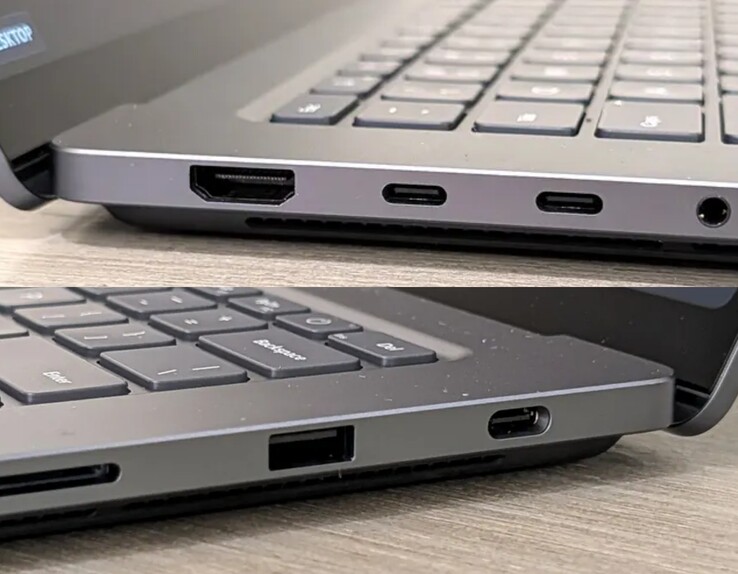 Surface Laptop Ultra'nın sağ tarafındaki USB-C bağlantı noktası, soldaki USB-C bağlantı noktalarından gözle görülür şekilde daha büyüktür.