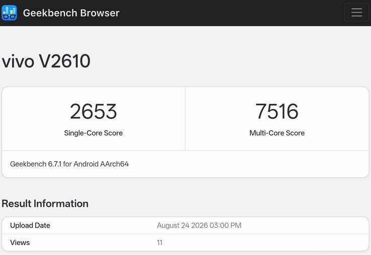 Vivo X500 Pro Max'ın Geekbench listesindeki mühendislik sürümleri