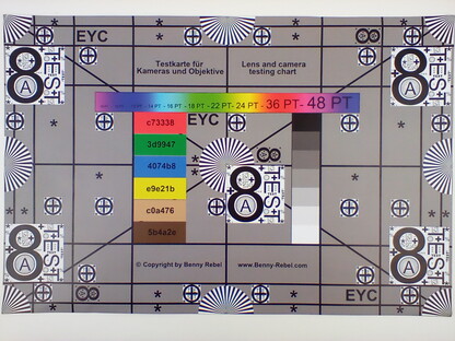 A photo of our test chart