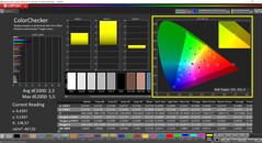 CalMAN ColorChecker (profil: Native, hedef renk uzayı: P3)
