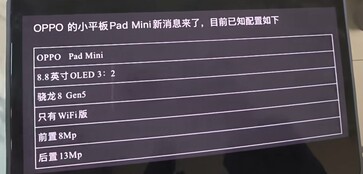 Oppo Pad Mini tablet ekran ve işlemci özellikleri.