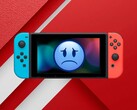 Orijinal Switch konsolu üzgün bir yüz ifadesiyle gösteriliyor