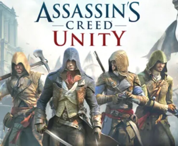 Arno Dorian'ın diğer suikastçılarla birlikte yer aldığı resmi Assassin's Creed Unity çizimi.