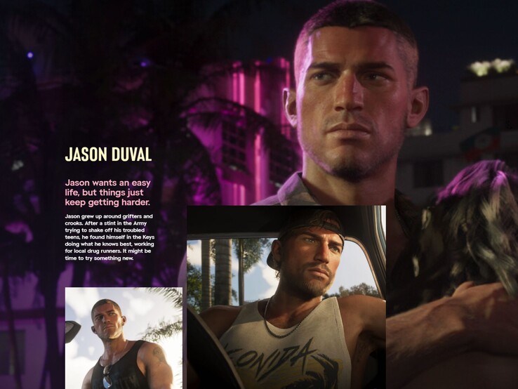 Rockstar'ın resmi karakter açıklamasına göre Jason, suçluların arasında büyüdü ancak daha sonra orduya katılarak daha düzgün bir yol izlemeye çalıştı.