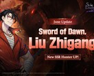 SSR avcısı Liu Zhigang'ı tanıtan Sword of Dawn karakter afişi için resmi tanıtım resmi.