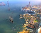 Humankind'deki binaları ve gemileri gösteren bir görsel; şu anda %90 indirimli.