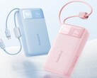 Mavi ve Pembe renklerde Baseus EnerFill FC11 taşınabilir şarj cihazı.