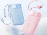 Mavi ve Pembe renklerde Baseus EnerFill FC11 taşınabilir şarj cihazı.