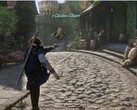 Fable kahramanı bir tavuğu tekmeliyor (Görsel kaynağı: Xbox on YouTube, ekran görüntüsü)