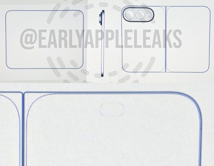 Katlanabilir iPhone için sızdırılan CAD görselleri bir Dinamik Ada kesimi gösteriyor.