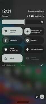 Hızlı Ayarlar ile bildirim gölgesi