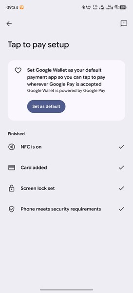 Google Cüzdan ayarlarında her şey hâlâ normal görünüyor.