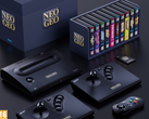 Neo Geo Aes+'ın gamepad joystickleri ve video oyunu koleksiyonu ile bir renderı