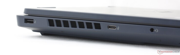 Sol: USB-A (5 Gbitps), USB-C (10 Gbitps), 3,5 mm kulaklık