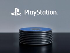 Masaüstünde PS5 disklerinin üzerinde gösterilen PlayStation logosu