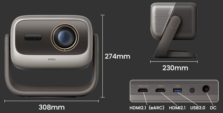 JMGO N3 Ultimate boyutları ve bağlantı noktaları.