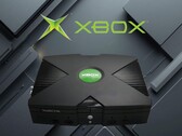 İlk Xbox konsolu logosuyla birlikte gösteriliyor