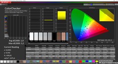CalMAN ColorChecker Vivid uygulaması maksimum parlaklık (hedef renk alanı DCI-P3)