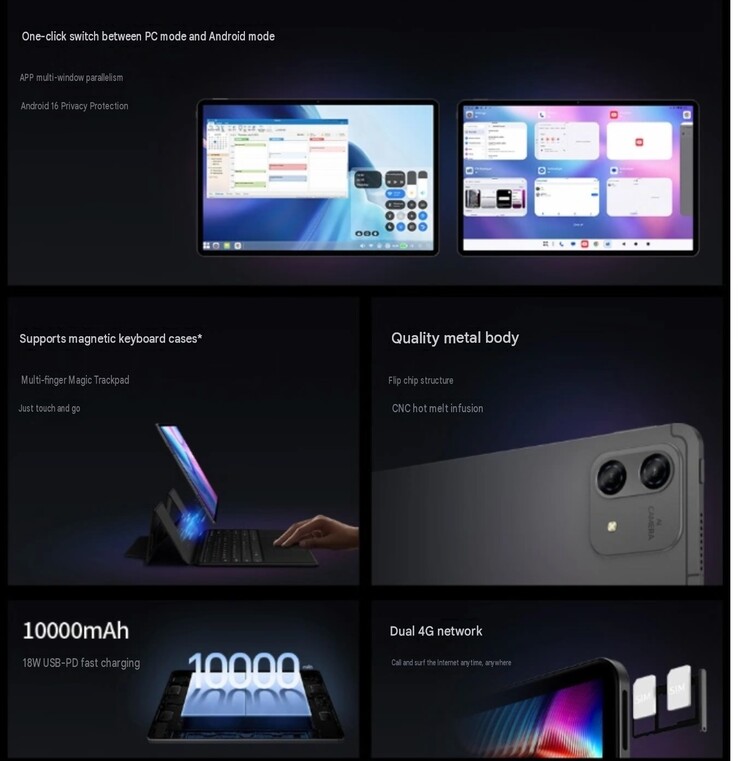 Resim, T70 Pro tablet ile ilgili ayrıntıları göstermektedir.