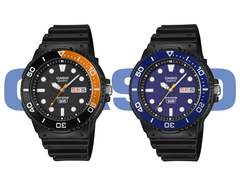 Casio MRW-230H-1E4V ve MRW-230H-2EV, Casio logosuna karşı.