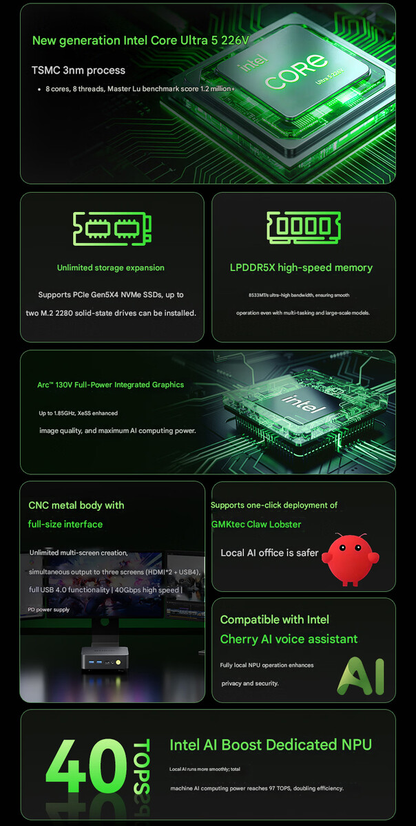 K17 mini PC'nin öne çıkan özellikleri (makine çevirisi)