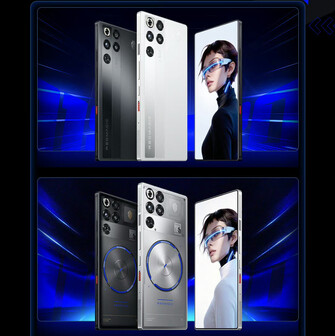 İki RedMagic 11S Pro (üstte) ve 11S Pro+ (altta) telefonun renk seçenekleri