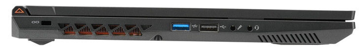 Sol: Kensington Güvenlik Yuvası, USB 3.2 Gen 1 (USB-A), USB 2.0 (USB-A), mikrofon girişi, birleşik ses jakı