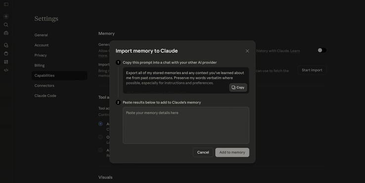 İçe aktarma işlevi artık ücretsiz katman için de kullanılabilir.