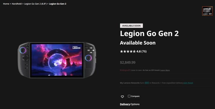 Legion Lenovo'nun web sitesindeki 2 listeye gidin. 