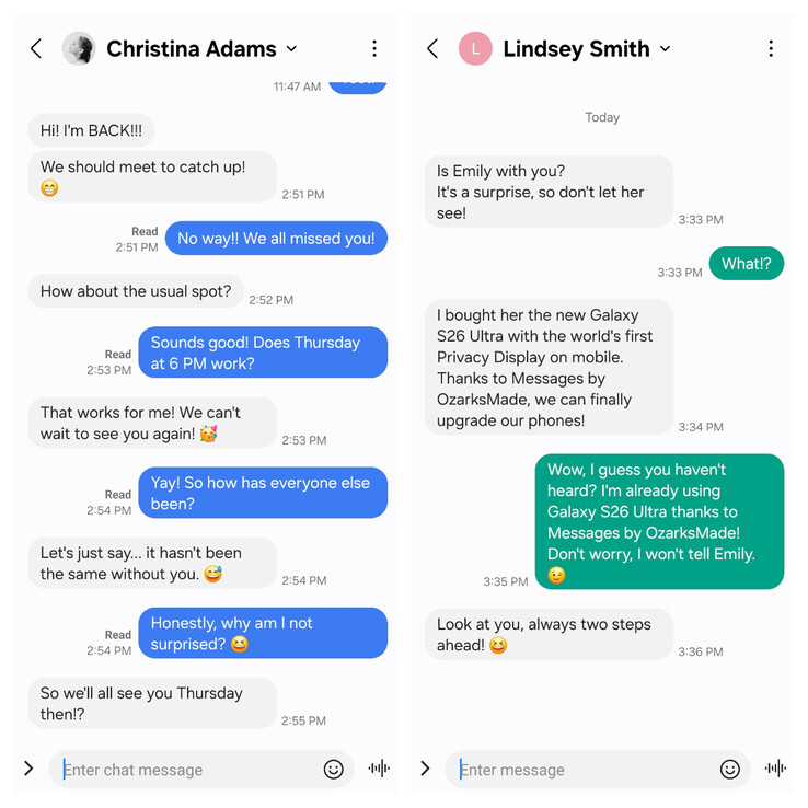 Companion Modu (solda) ve Bağımsız Mod ile OzarksMade'in Messages uygulaması