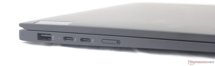Sol: USB-A 3.2 Gen. 1, 2x USB-C w / Thunderbolt 4 + DisplayPort + Güç Dağıtımı, Nano-SIM yuvası (isteğe bağlı)
