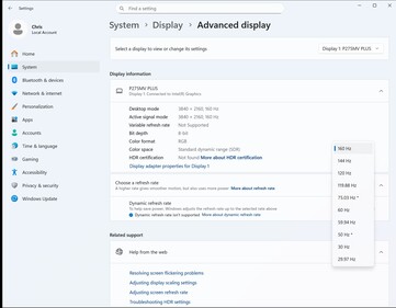 160 Hz ile 4K standart moddur