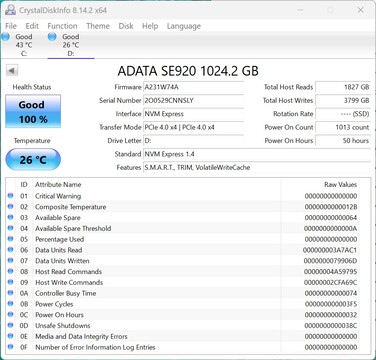 ADATA SE920 PCIe 4.0 x4 ile çalışır