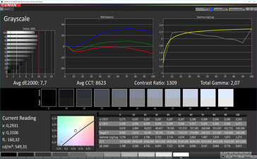 CalMAN: Grayscale – sRGB target colour space, standard white balance