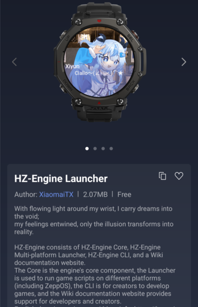 Amazfit akıllı saatler için HZ-Engine Launcher mini uygulaması