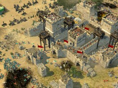 Stronghold Crusader 2 oyununda bir kaleyi gösteren bir görsel.
