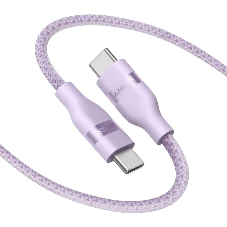 Lila Moru Anker USB-C - USB-C Kablosu (3 ft, 240W, Yukarı Dönüştürülmüş Örgülü)