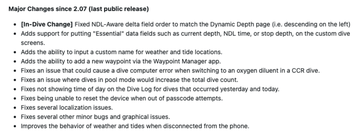 Garmin Descent X30 sistem yazılımı 3.06 için sürüm notları