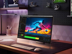 Yoga AIO i Gen 11 Aura Edition, çeşitli kullanımlar için öne bakan aydınlatmasını özelleştirebilir.