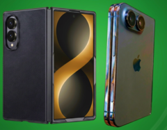 Sızdırılan Galaxy Z Fold 8 Wide kılıf (solda) ve sızdırılan iPhone Ultra tasarım modeli (sağda).